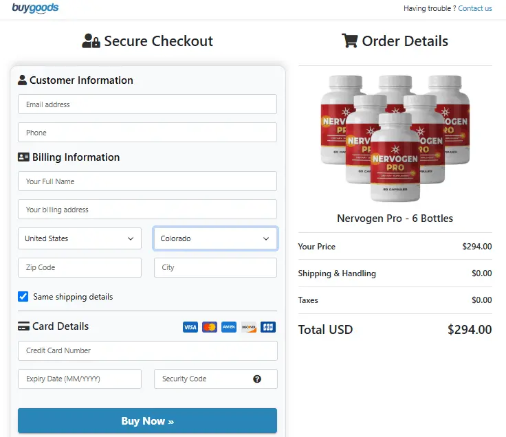 Nerve Force Order Form